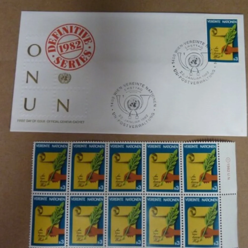 60 Stamps 1982 First Day of Issue United Nations Geneva Cachet Definitive Series